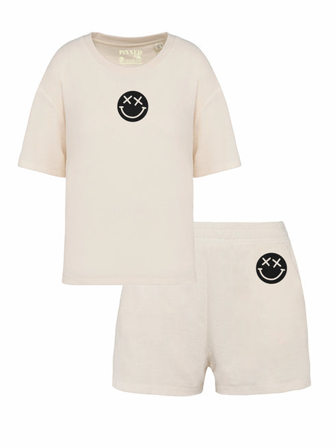Set Badstof Smiley Black Velvet | NOTE: Levertijd 5-7 werkdagen